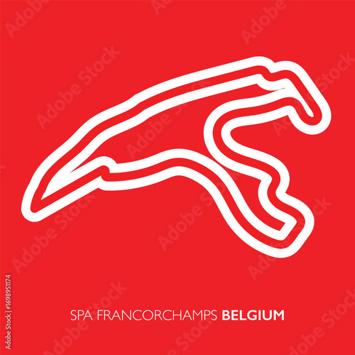 Spa Francorchamps circuit, Belgium. Motorsport race track vector map