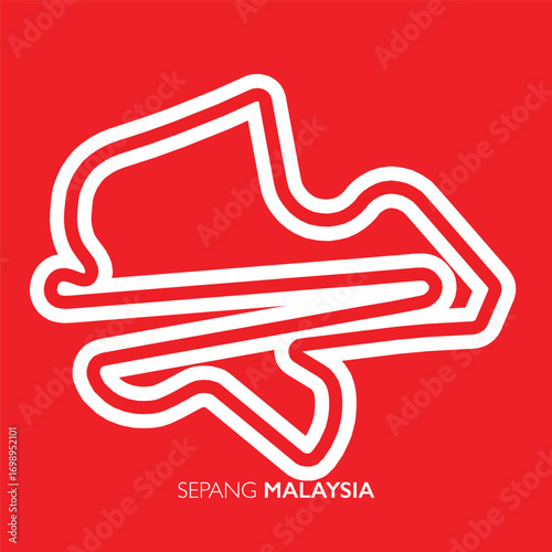Sepang circuit, Malaysia. Motorsport race track vector map