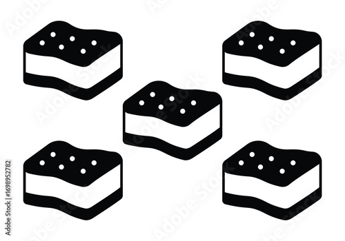 Vector illustration of five cleaning sponges