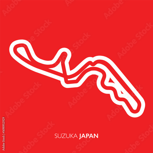 Suzuka circuit, Japan. Motorsport race track vector map