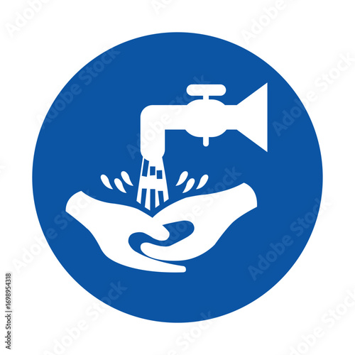 Clean Water Symbol with Hands and Faucet Representing Sustainability and Care