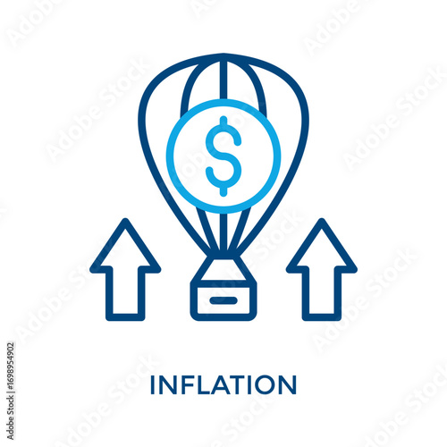 Inflation Icon Outline Color Style. Vector Illustration For Graphic Design