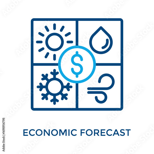 Economic Forecast Icon Outline Color Style. Vector Illustration For Graphic Design