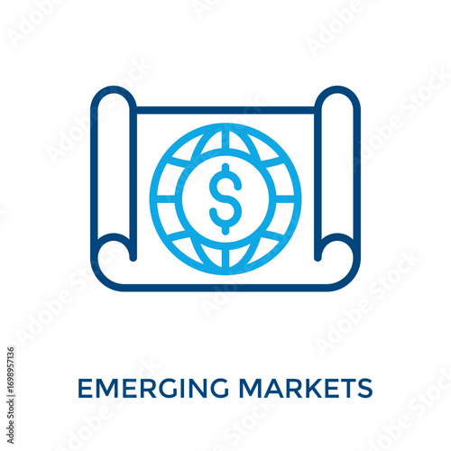 Emerging Markets Icon Outline Color Style. Vector Illustration For Graphic Design