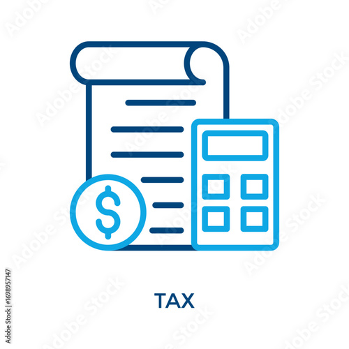 Tax Icon Outline Color Style. Vector Illustration For Graphic Design