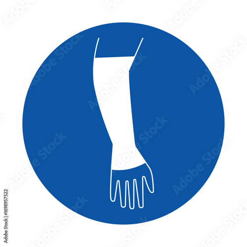 Medical Icon of Hand and Forearm in Circular Blue Background Design