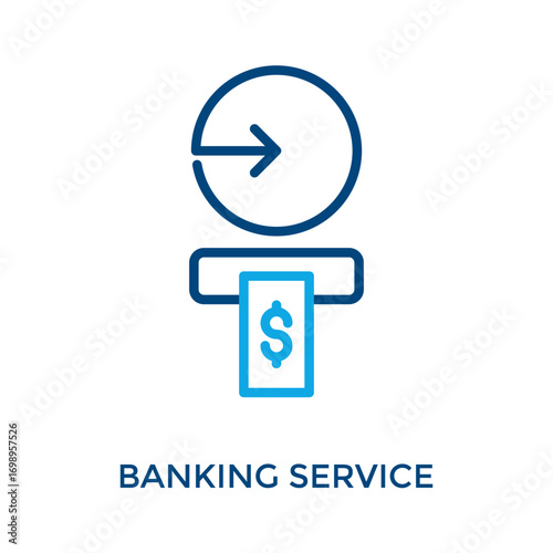 Banking Service Icon Outline Color Style. Vector Illustration For Graphic Design