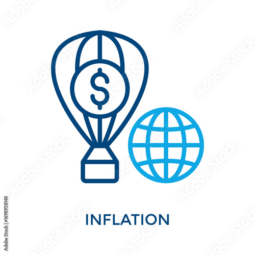 Inflation Icon Outline Color Style. Vector Illustration For Graphic Design