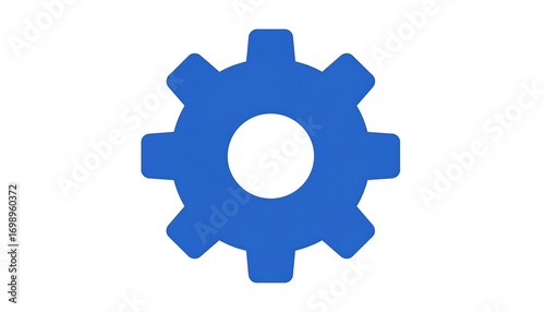 Blue gear icon on white background