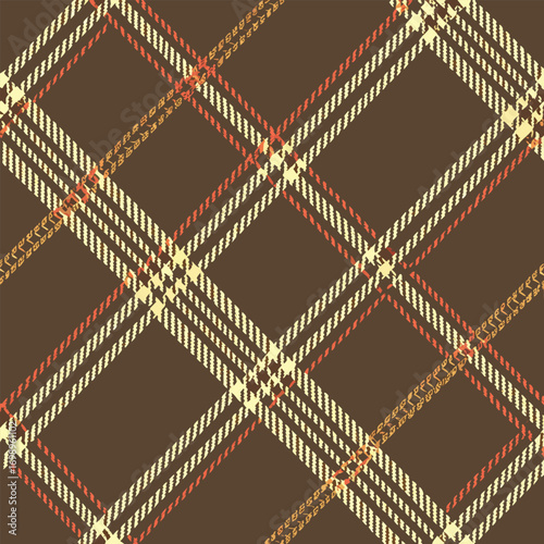 Textured chocolate background showcasing a striking plaid pattern with yellow, orange, and brown geometric elements