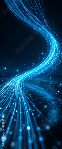 Blue Optical Fiber Channel for AI Digital Communication Data Flow