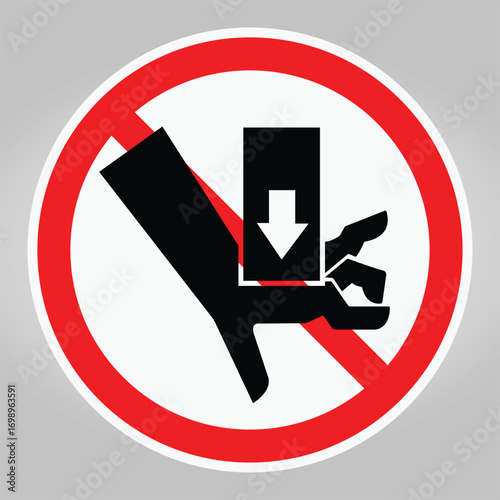 No Hands Sign Prohibiting Injury Risk in Industrial Settings or Machinery
