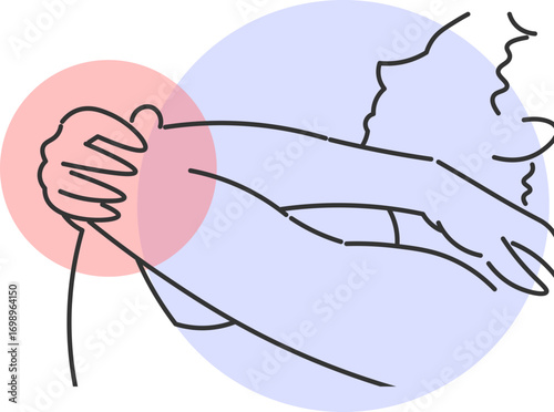 Man with severe pain and inflammation in his elbow during physical movement