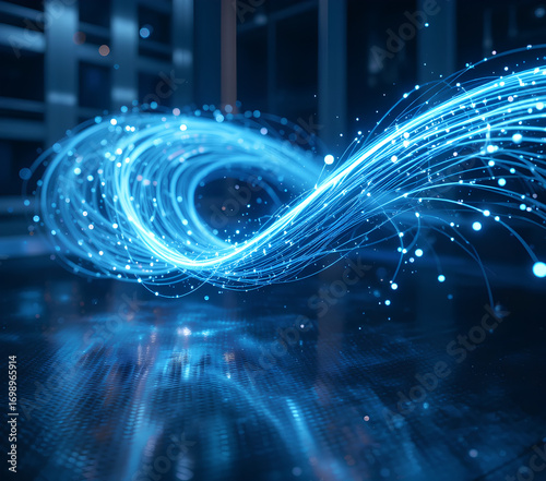 Digital Communication and Artificial Intelligence in Blue Optical Fiber Data Stream
