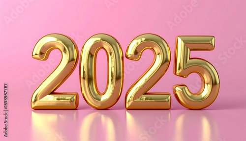 Gold 2025 on pink background
