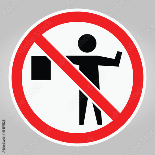 Prohibition Sign Indicating No Littering with Symbol and Red Circle Background