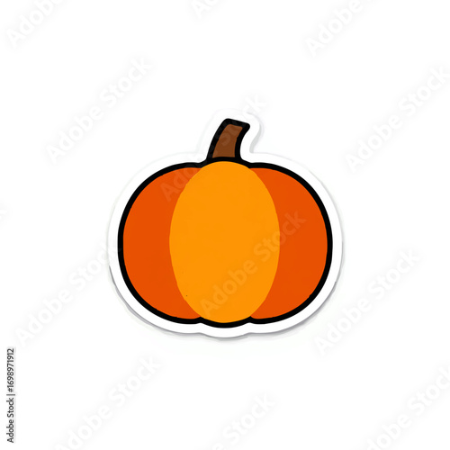 Cartoon Pumpkin Illustration with Vines for Autumn Harvest


