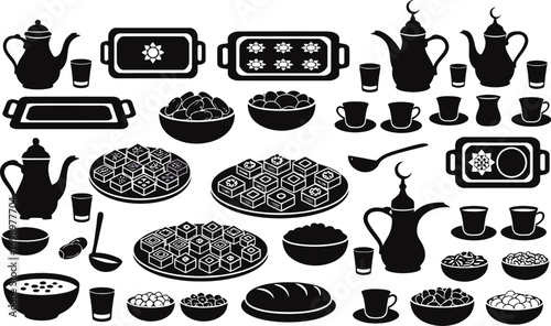 Islamic Mosque Silhouettes Vector Set: Diverse Architectural Styles