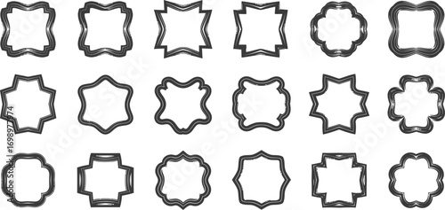 Set of Islamic Frames, Shapes, and Badges Vector Images

