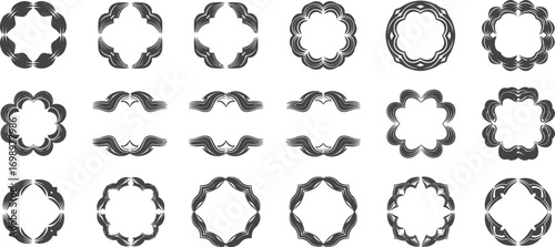 Set of Islamic Frames, Shapes, and Badges Vector Images

