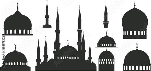 Islamic Dome Vector Set: Silhouettes of Various Mosque Domes

