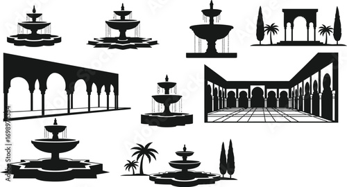 Islamic Mosque Silhouettes Vector Set: Diverse Architectural Styles