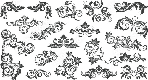 Islamic Arabesque Ornaments Vector Set: Elegant Swirling Floral and Vegetal Designs

