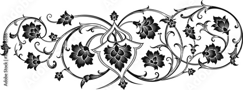 Islamic Arabesque Ornaments Vector Set: Elegant Swirling Floral and Vegetal Designs

