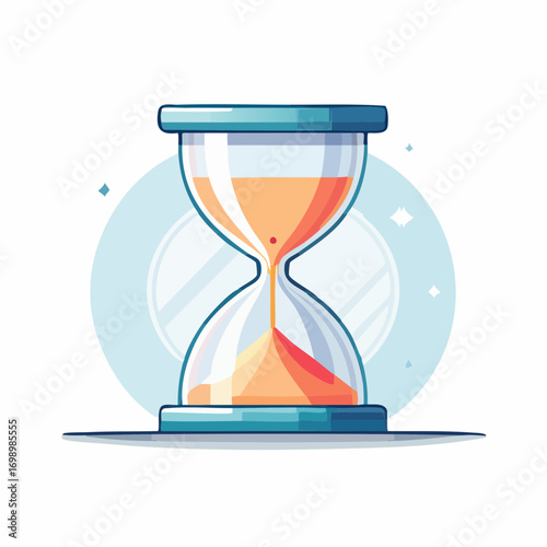 Pixel Art Hourglass with Orange Sand and Teal Caps on Light Background