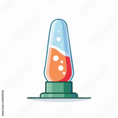 Orange And Blue Lava Lamp Illustration On A Green Base
