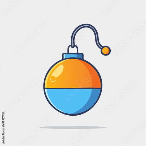 Orange And Blue Fishing Float With String And Bobber