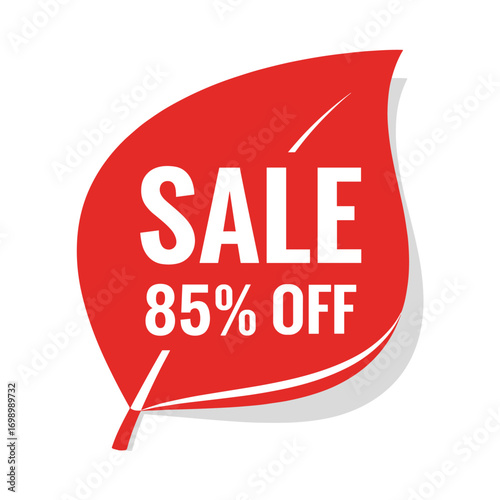 SALE 85% OFF Red Leaf Shaped Discount Tag Promotion Sticker Special Offer Price Reduction