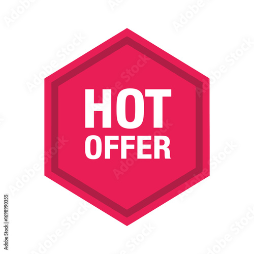 Promotional Graphic for Special Sale Hot Offer with Bold Text and Hexagonal Shape