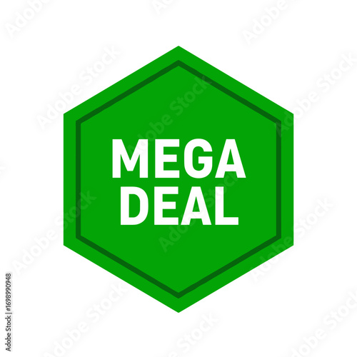 Mega Deal Promotion Discount Offer Sale Marketing Advertisement Green Hexagon Icon Symbol