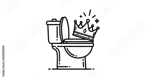 Toilet humor with a regal twist an illustrated concept of an unlikely throne