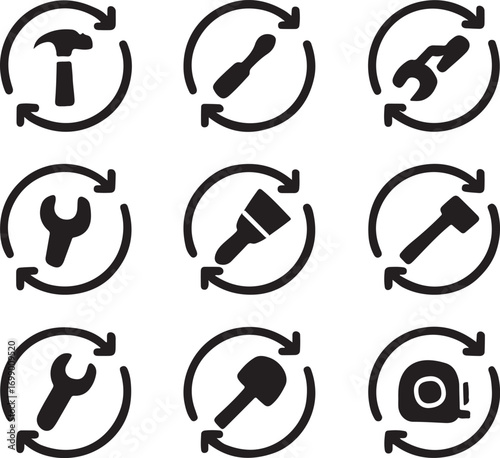 Tool Recycling Icon Set

