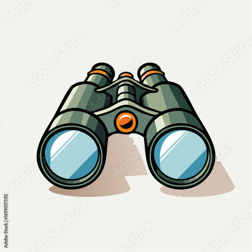 Pixel Art Illustration of Binoculars on Light Gray Background