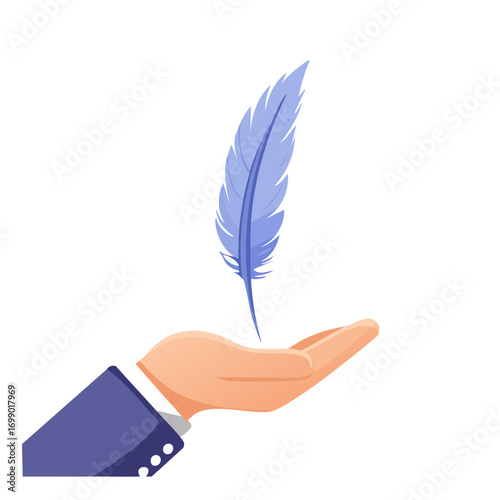 Hand Holding A Single Light Purple Feather