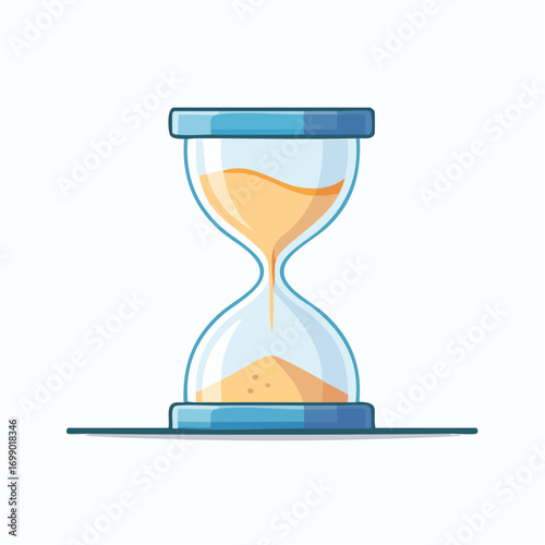 Blue Hourglass With Flowing Yellow Sand On White Background
