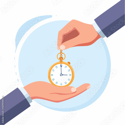 Giving A Gold Pocket Watch To Another Hand