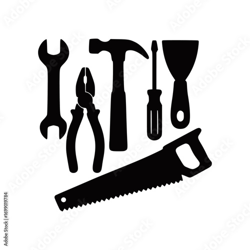 Hand Tools Silhouette Vector Set