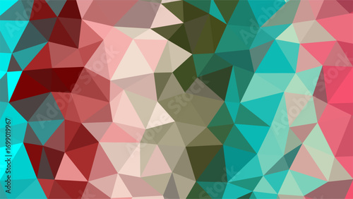 Abstract Geometric Low Poly Pattern with Red Teal and Pink Colors background