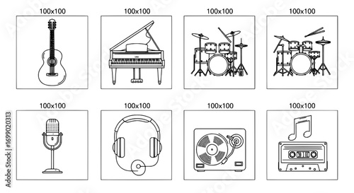 Musical Instruments and Recording Equipment Icons