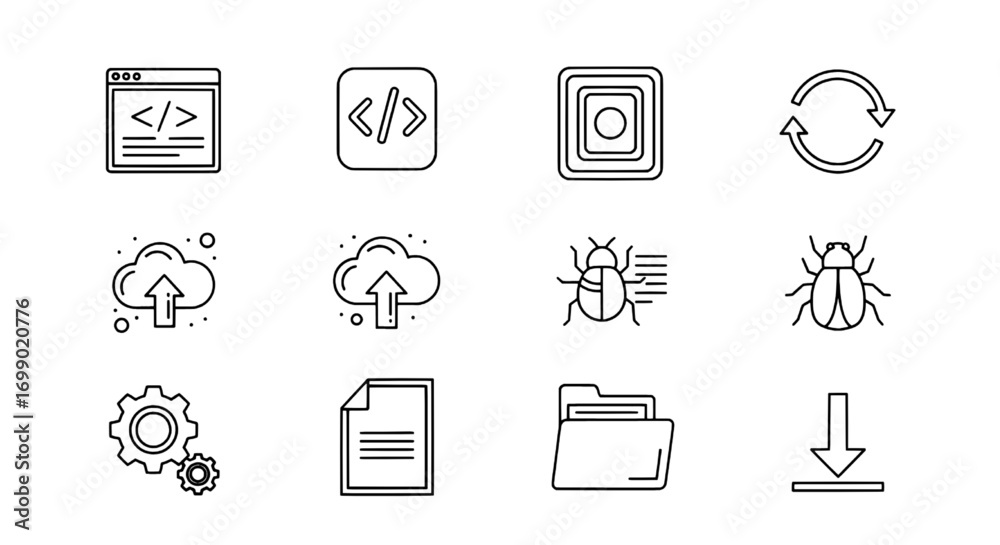 Fototapeta premium Monochrome Design Software Development Icons for Websites and Digital Projects
