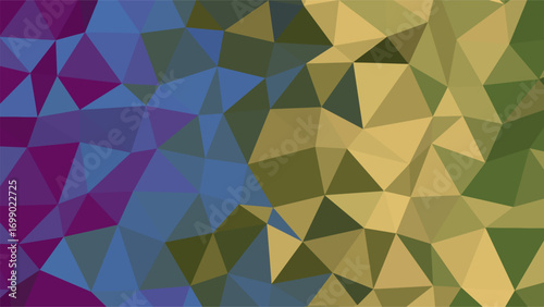 Polygonal Geometric Pattern with Gradient Transition from Purple and Blue to Yellow and Green abstract