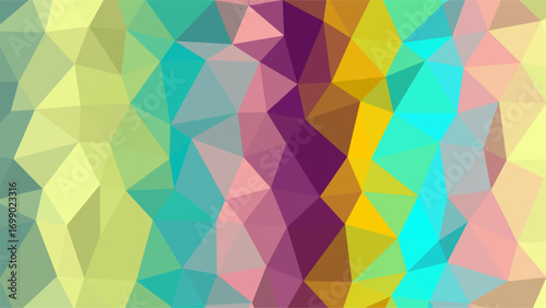 Vibrant Abstract Low Poly Geometric Pattern with Pastel and Bright Colors background