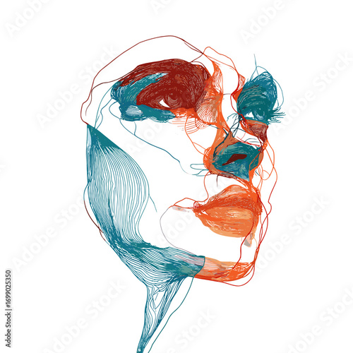 Abstract Line Art of a Face: a striking illustration of a person's face.