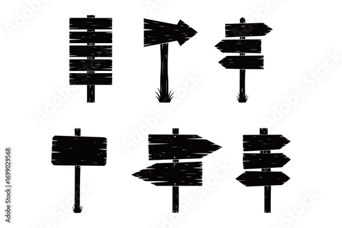 Direction Signpost Silhouette Vector Set