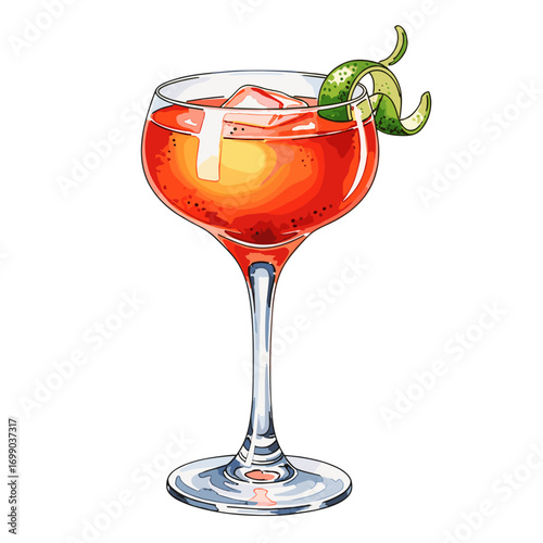 Colorful Cocktail with Lime Garnish in Elegant Glass for Refreshing Drinks