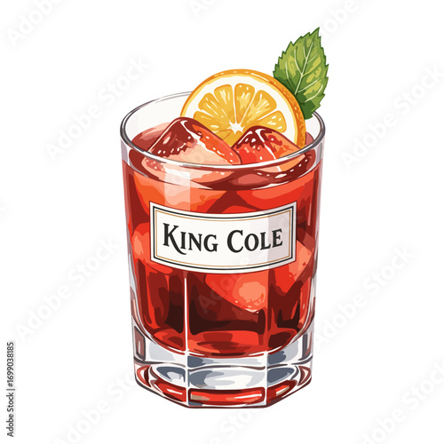 Refreshing King Cole Mocktail with Citrus Garnish and Ice in a Glass